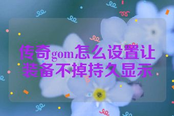 传奇gom怎么设置让装备不掉持久显示
