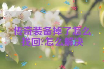 传奇装备掉了怎么找回?怎么解决