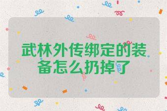 武林外传绑定的装备怎么扔掉了