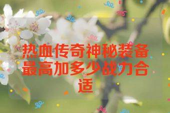 热血传奇神秘装备最高加多少战力合适