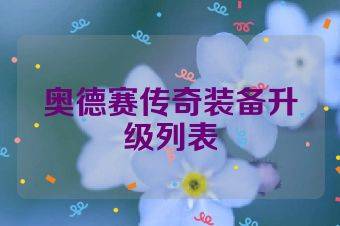 奥德赛传奇装备升级列表
