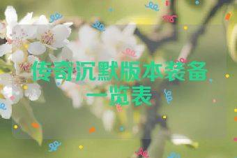 传奇沉默版本装备一览表