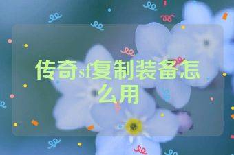 传奇sf复制装备怎么用