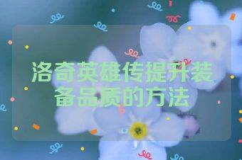 洛奇英雄传提升装备品质的方法