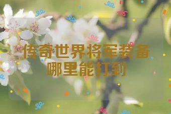 传奇世界将军装备哪里能打到