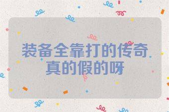 装备全靠打的传奇真的假的呀