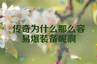 传奇为什么那么容易爆装备呢啊