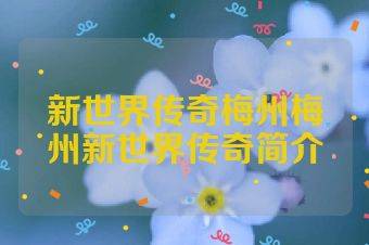新世界传奇梅州梅州新世界传奇简介
