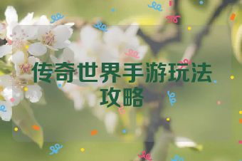 传奇世界手游玩法攻略